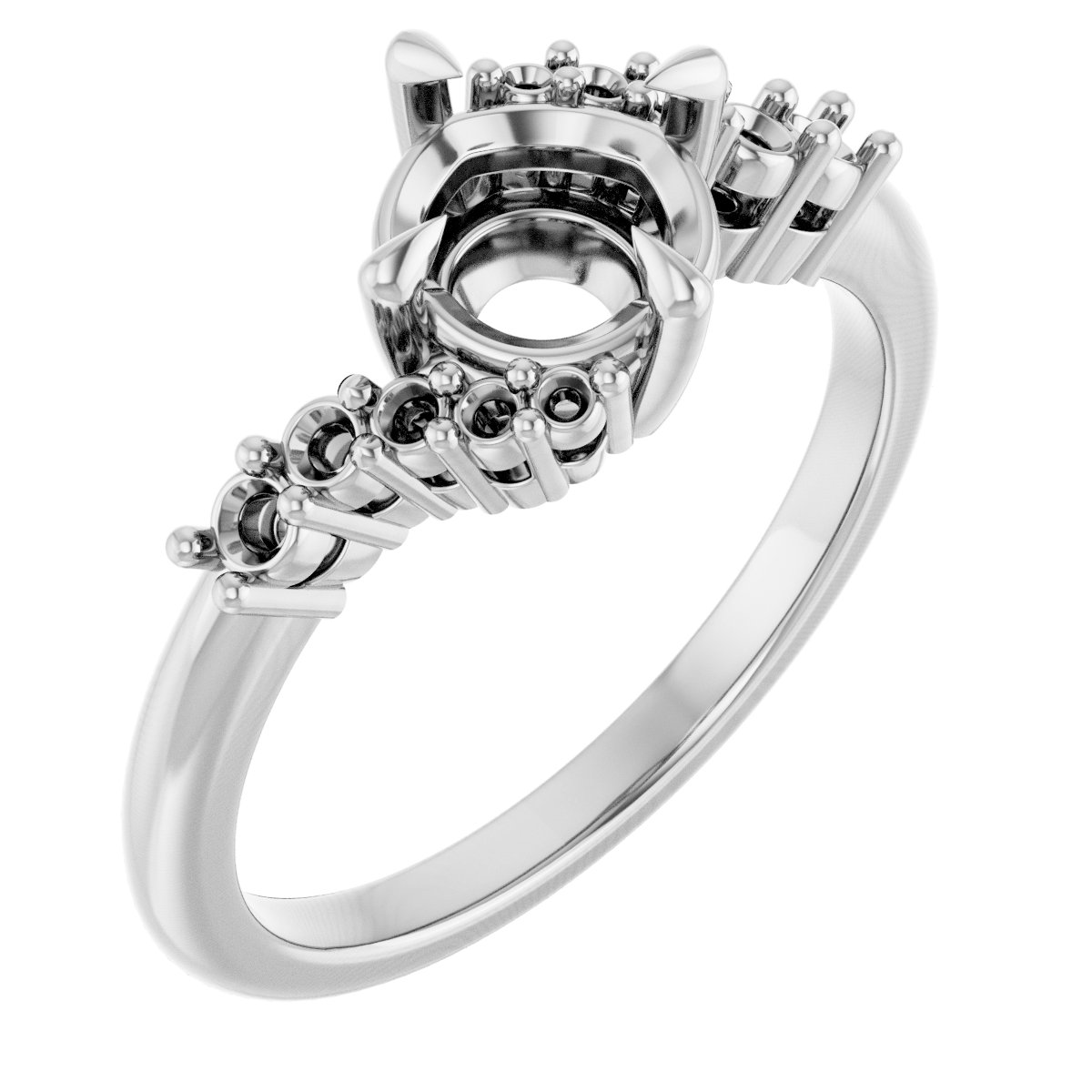 Claw-Prong Accented Engagement Ring
