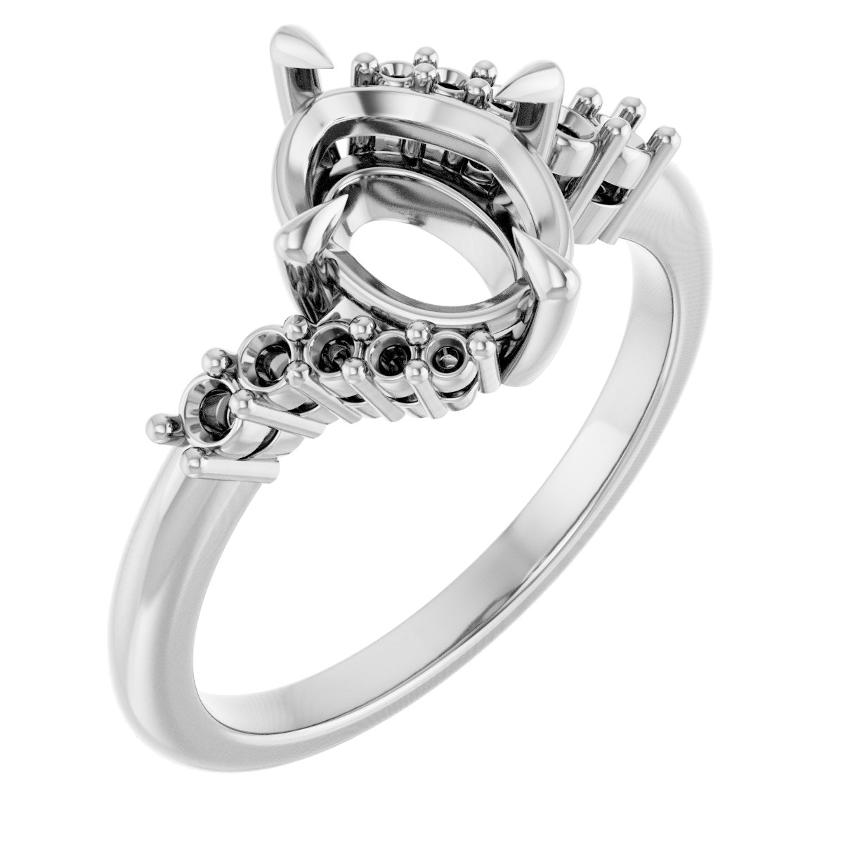 Claw-Prong Accented Engagement Ring