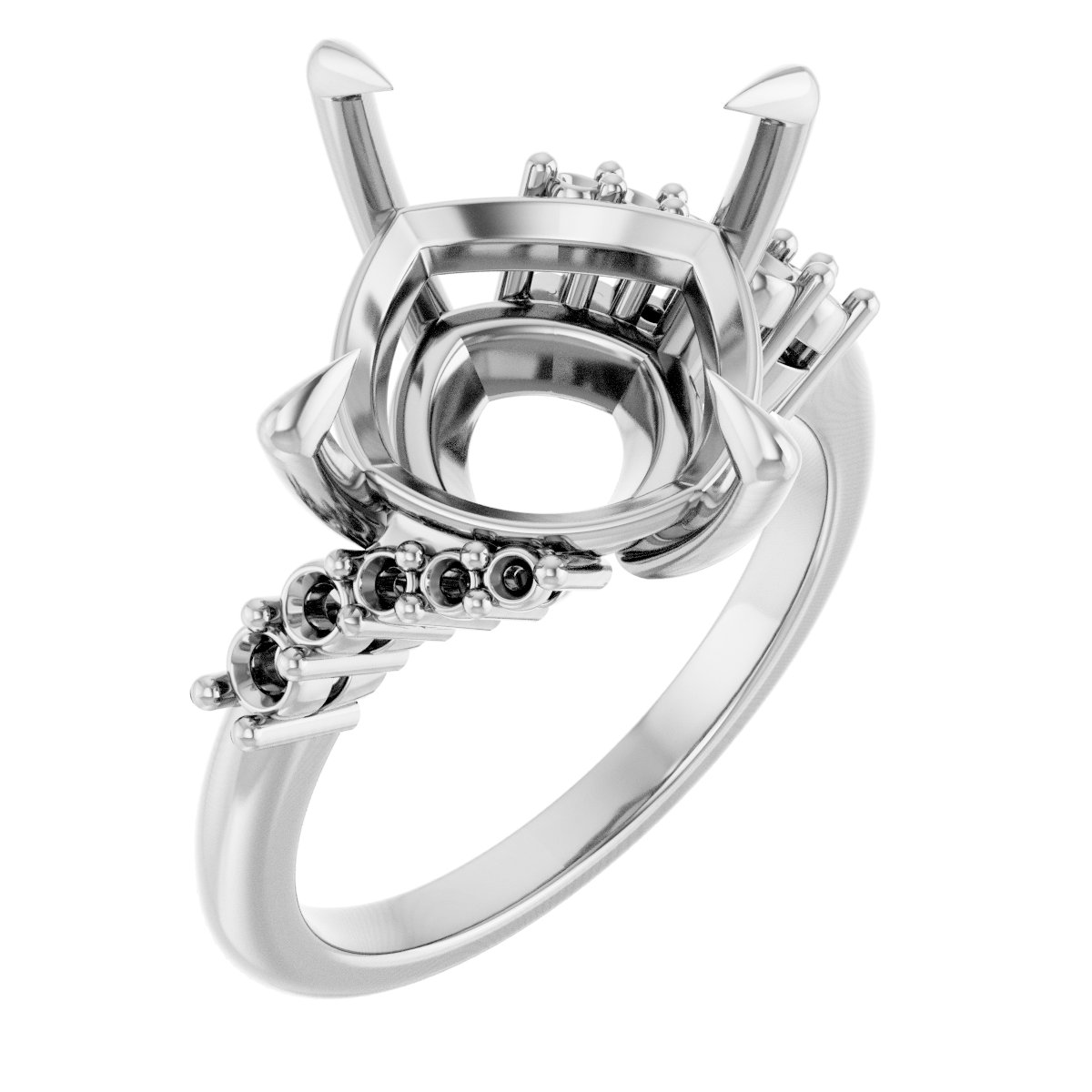 Claw-Prong Accented Engagement Ring