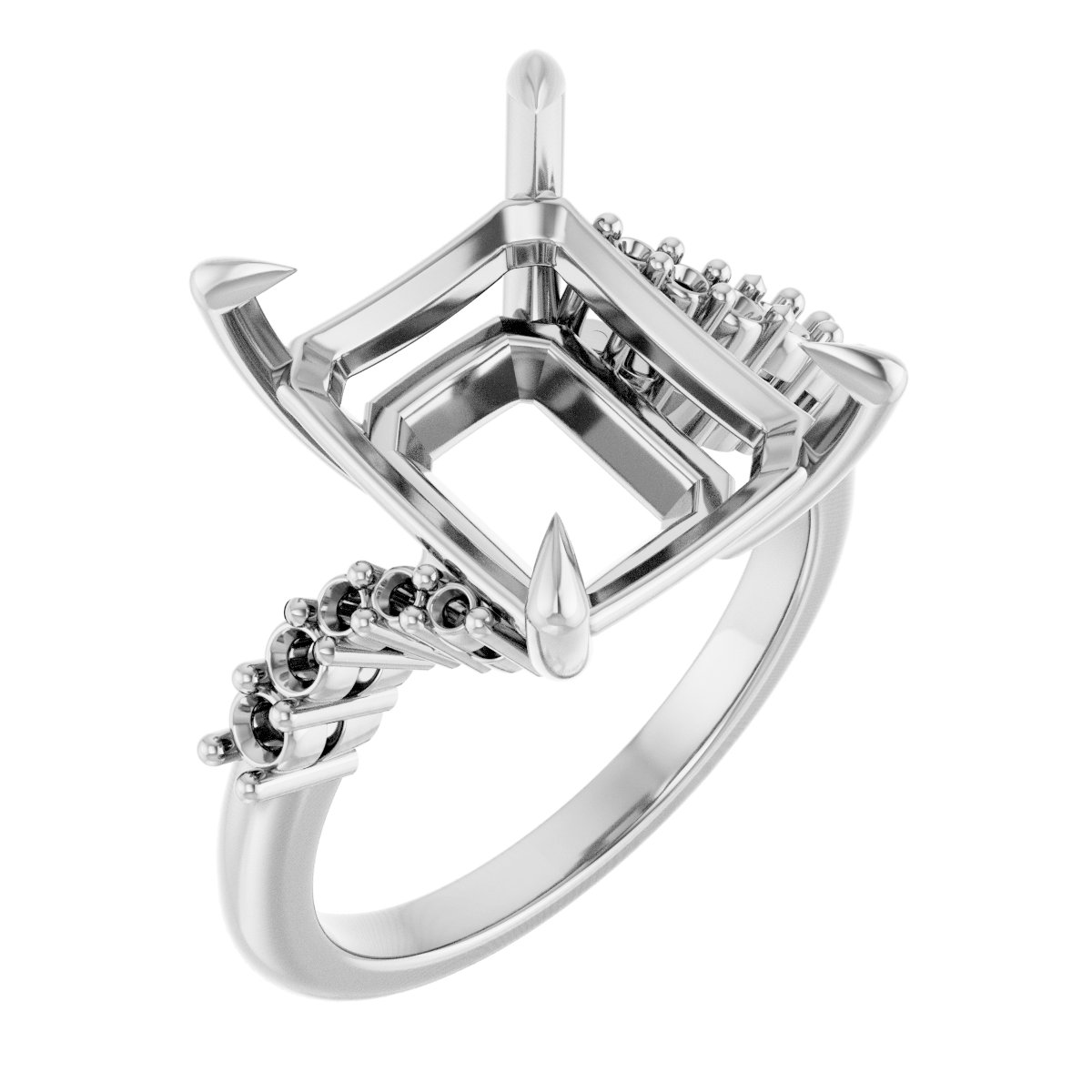 Claw-Prong Accented Engagement Ring