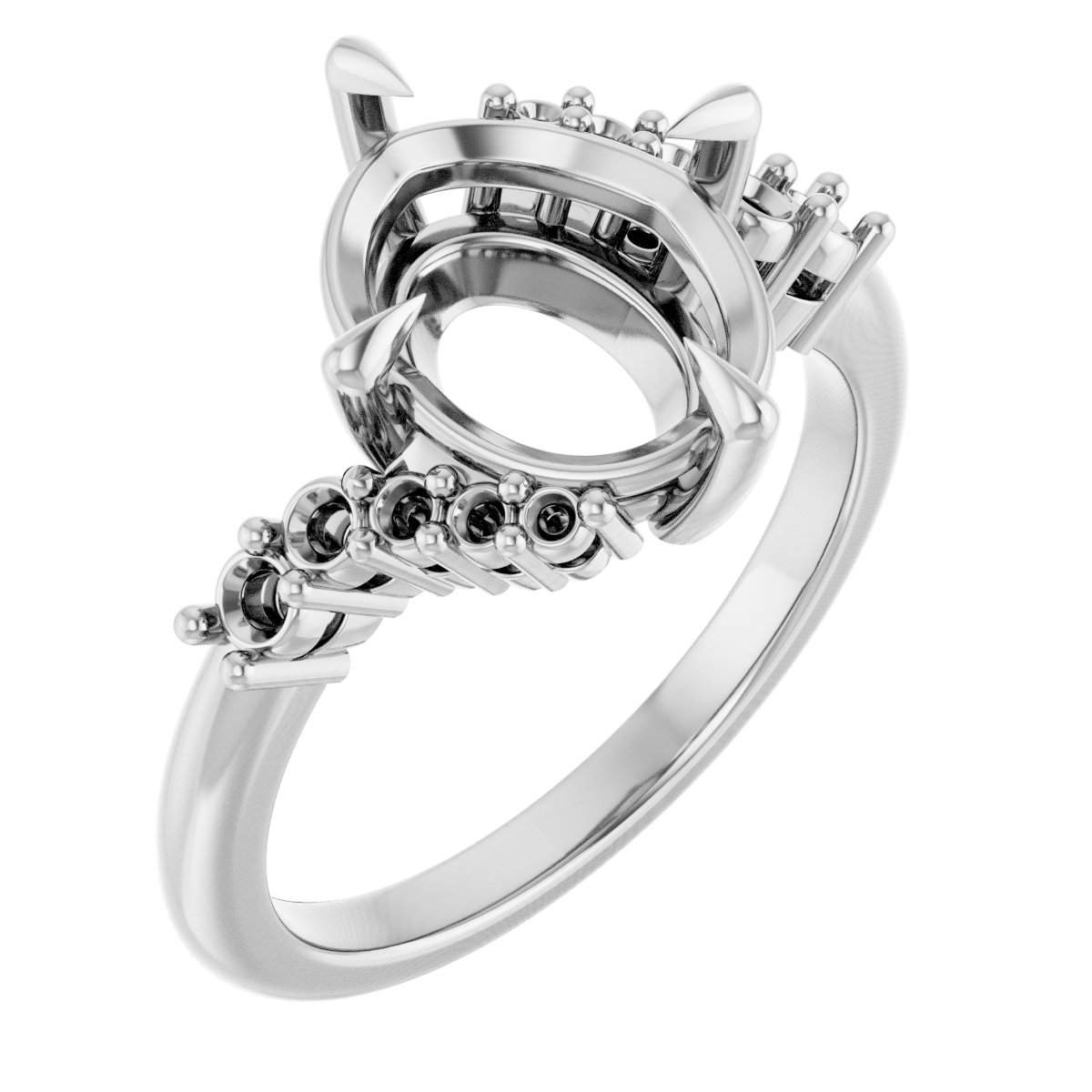 Claw-Prong Accented Engagement Ring