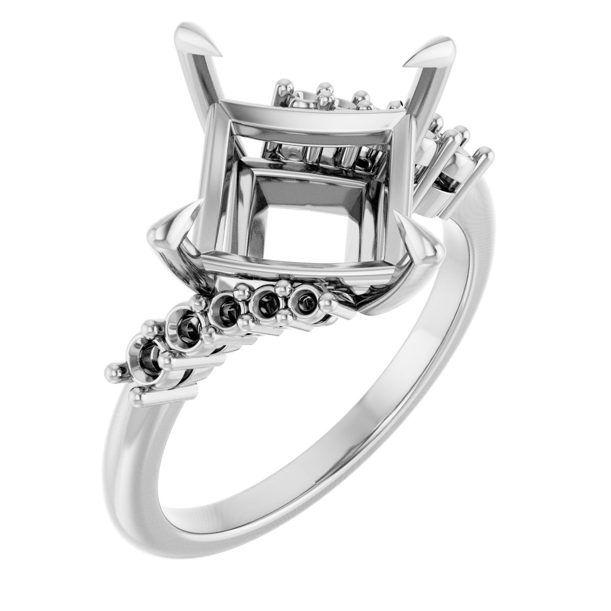 Claw-Prong Accented Engagement Ring