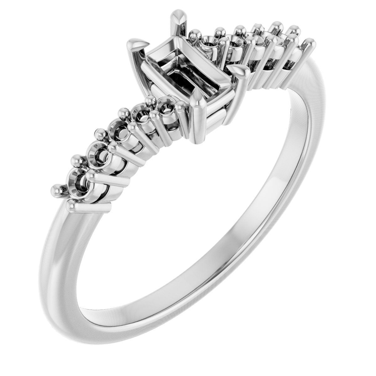 Claw-Prong Accented Engagement Ring