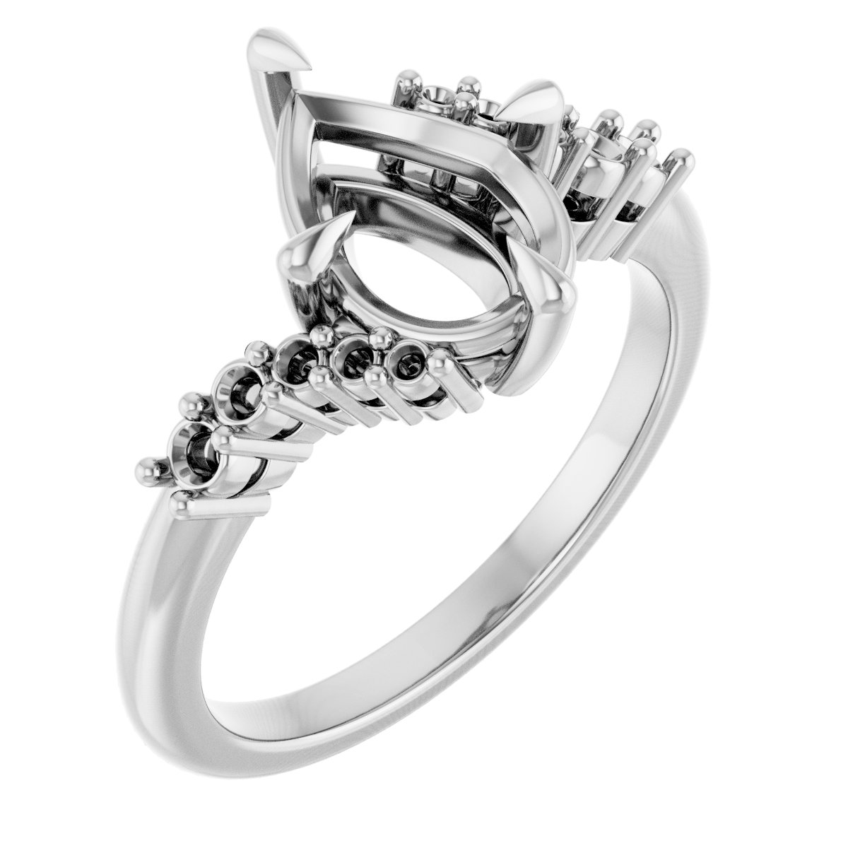 Claw-Prong Accented Engagement Ring