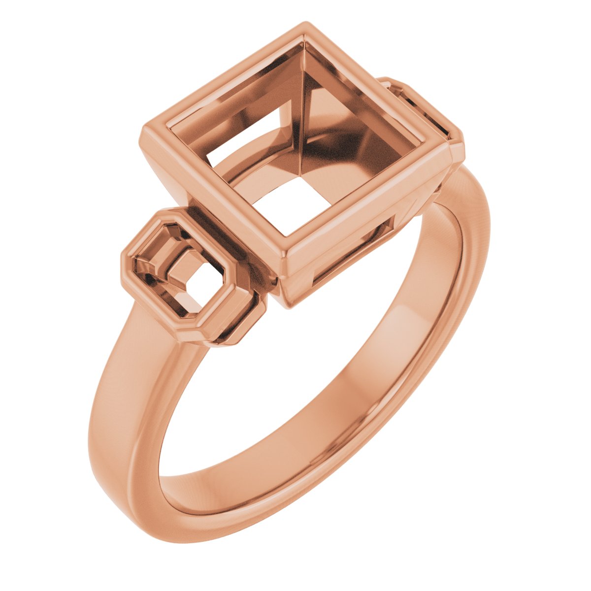 Bezel-Set Three-Stone Engagement Ring