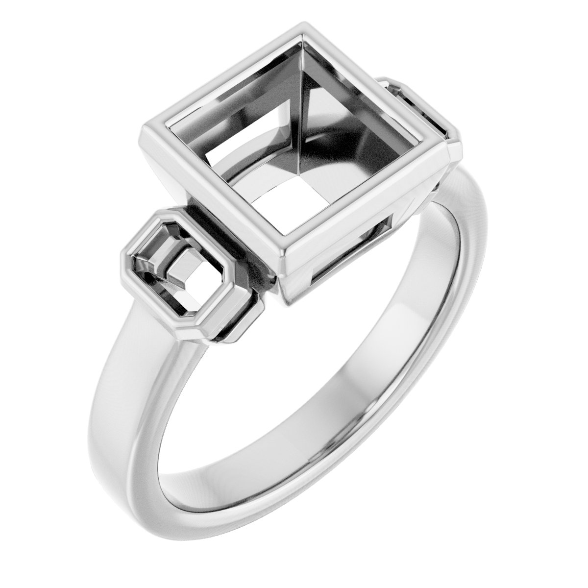 Bezel-Set Three-Stone Engagement Ring