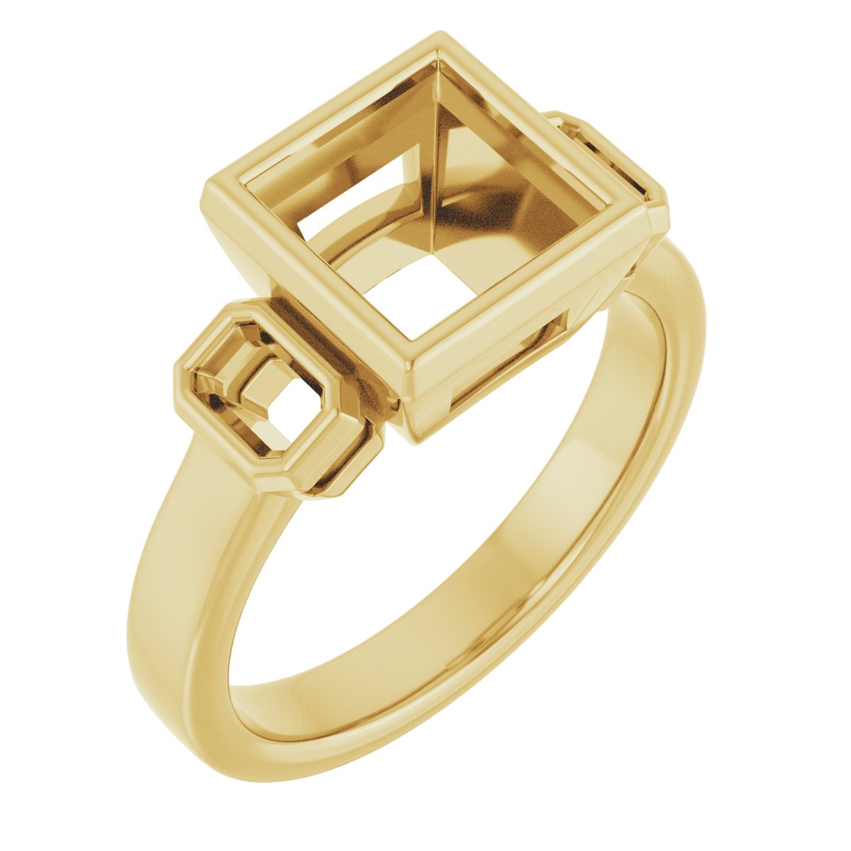 Bezel-Set Three-Stone Engagement Ring