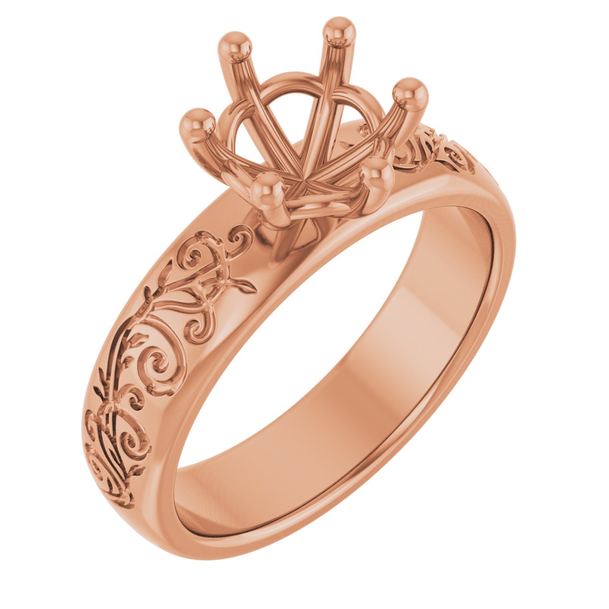Solitaire Floral Engagement Ring or Band
