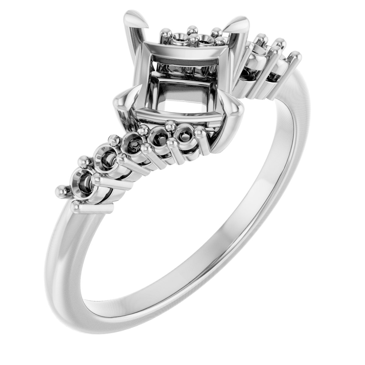 Claw-Prong Accented Engagement Ring