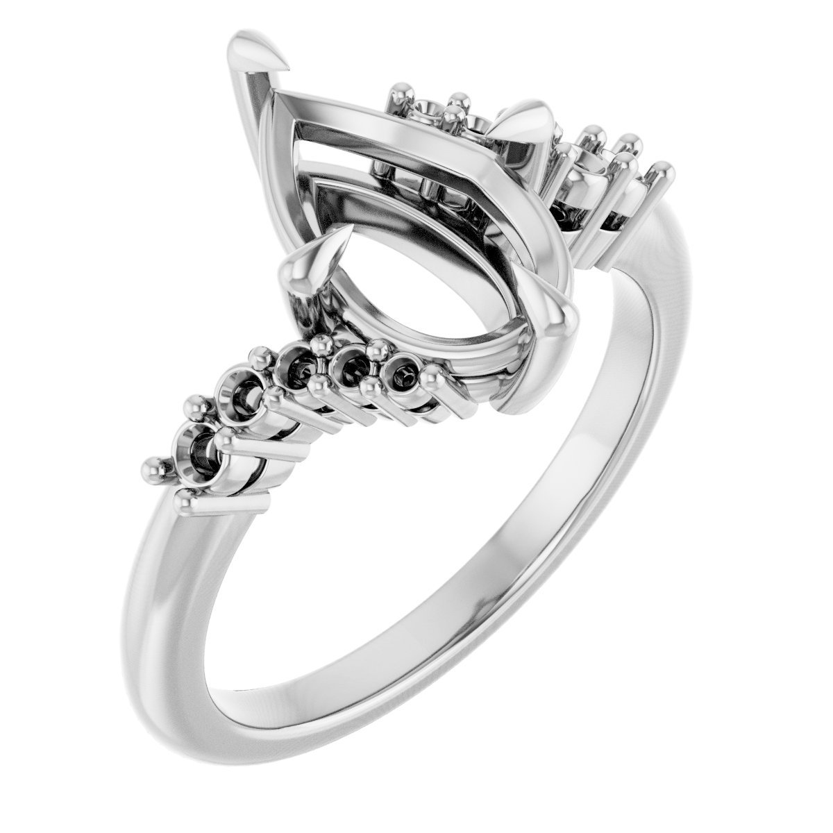 Claw-Prong Accented Engagement Ring