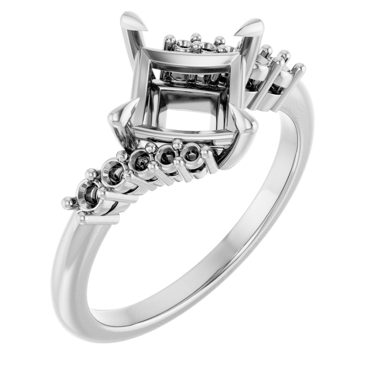 Claw-Prong Accented Engagement Ring