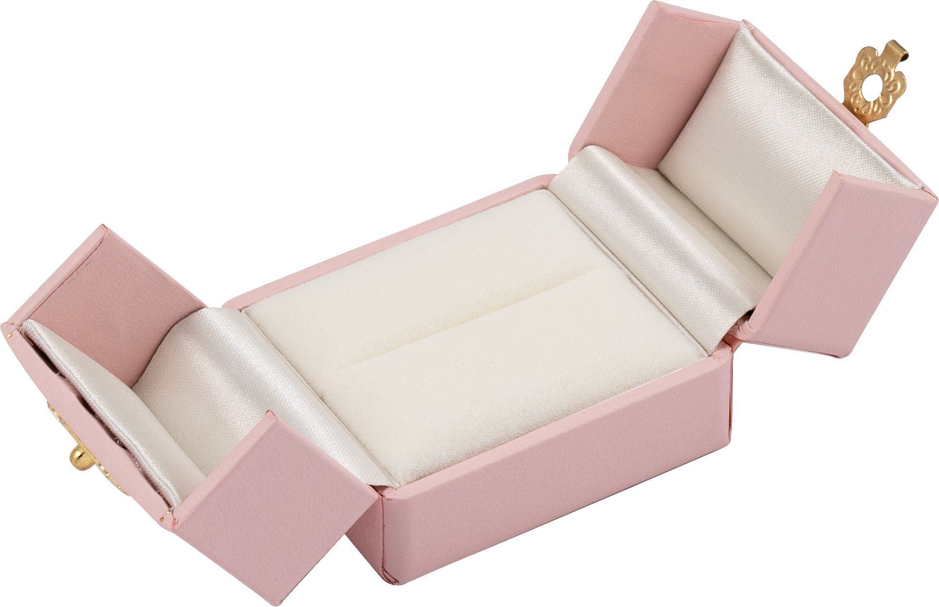 Evelyn Pink Leatherette Ring Boxes with Velvet Interior