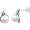14K White 8 8.5 mm Freshwater Pearl and .08 CTW Diamond Earrings Ref. 9148239