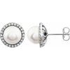 14K White 8 8.5 mm Freshwater Pearl and .25 CTW Diamond Earrings Ref. 9148197