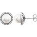 14K White Cultured White Freshwater Pearl  & 1/4 CTW Natural Diamond Earrings