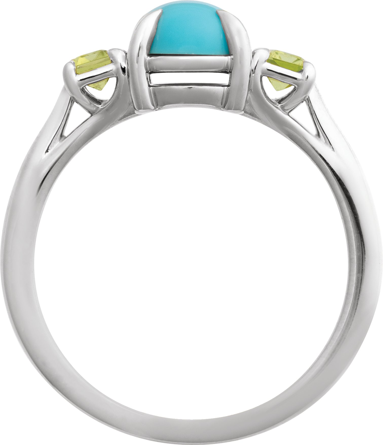 Natural Turquoise & Natural Peridot Ring view 2