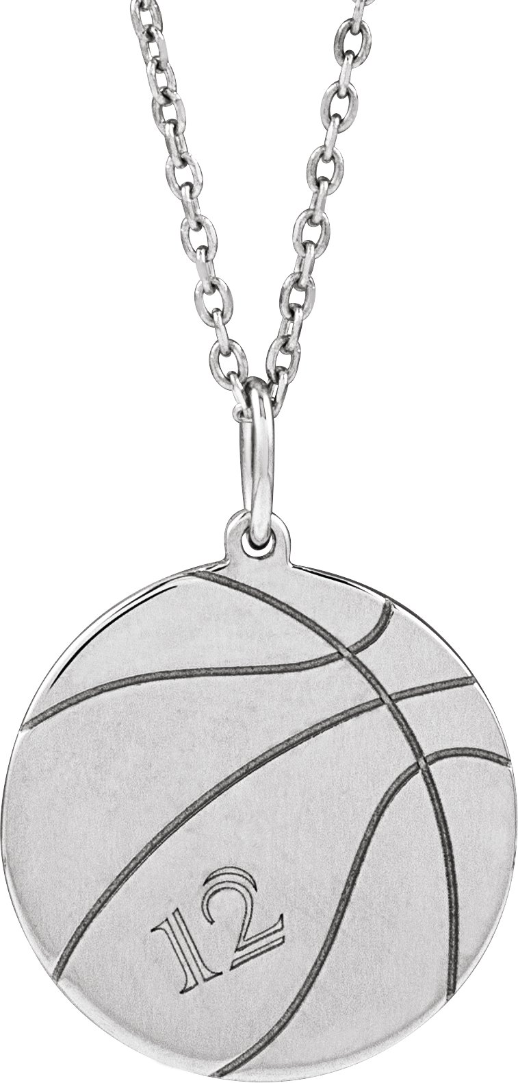 Sterling Silver Engravable Basketball 16-18 Necklace