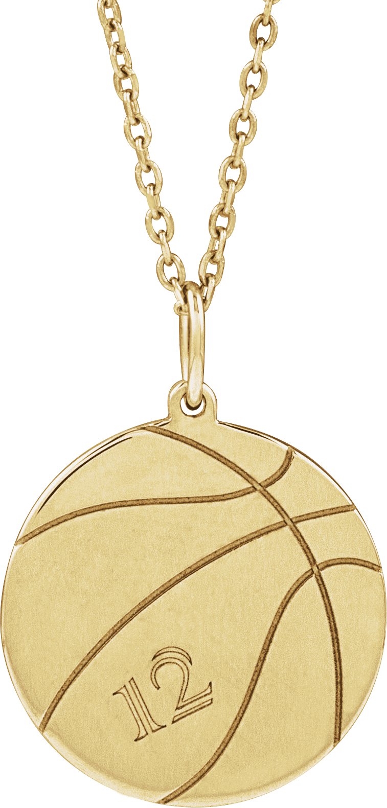 14K Yellow Engravable Basketball 16-18 Necklace