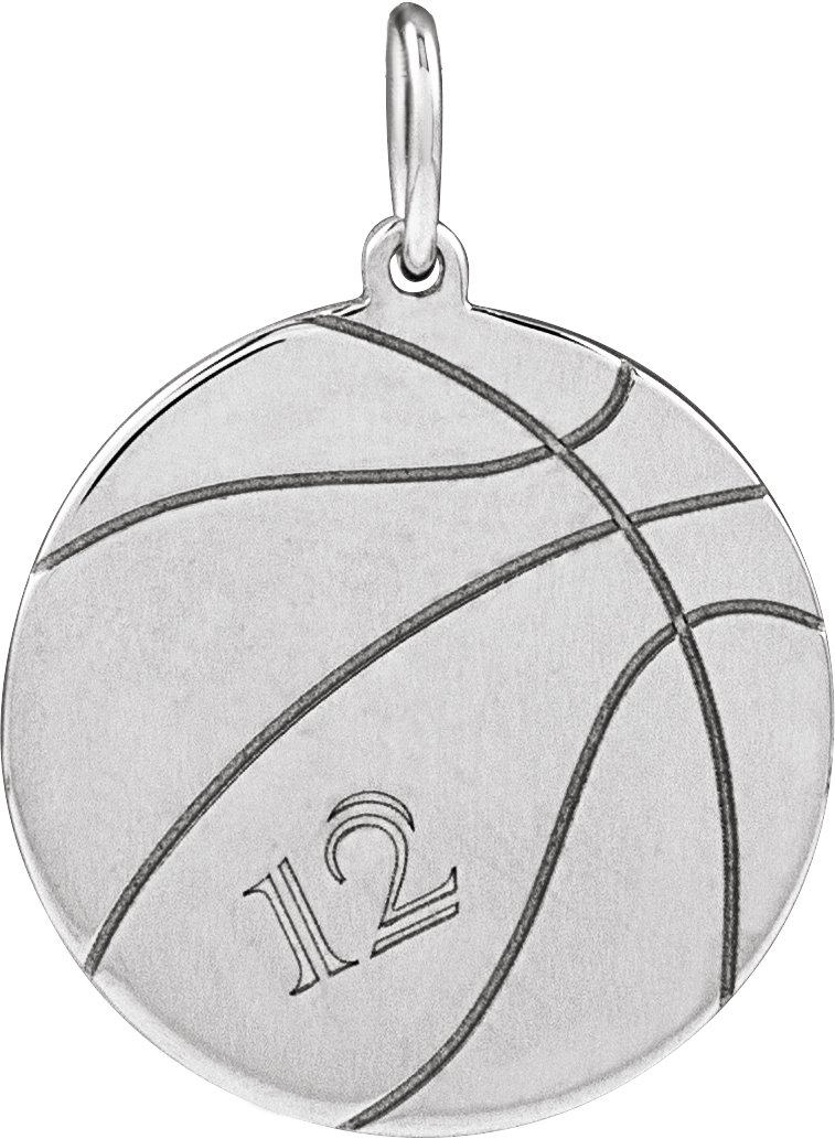 Sterling Silver Engravable Basketball Pendant