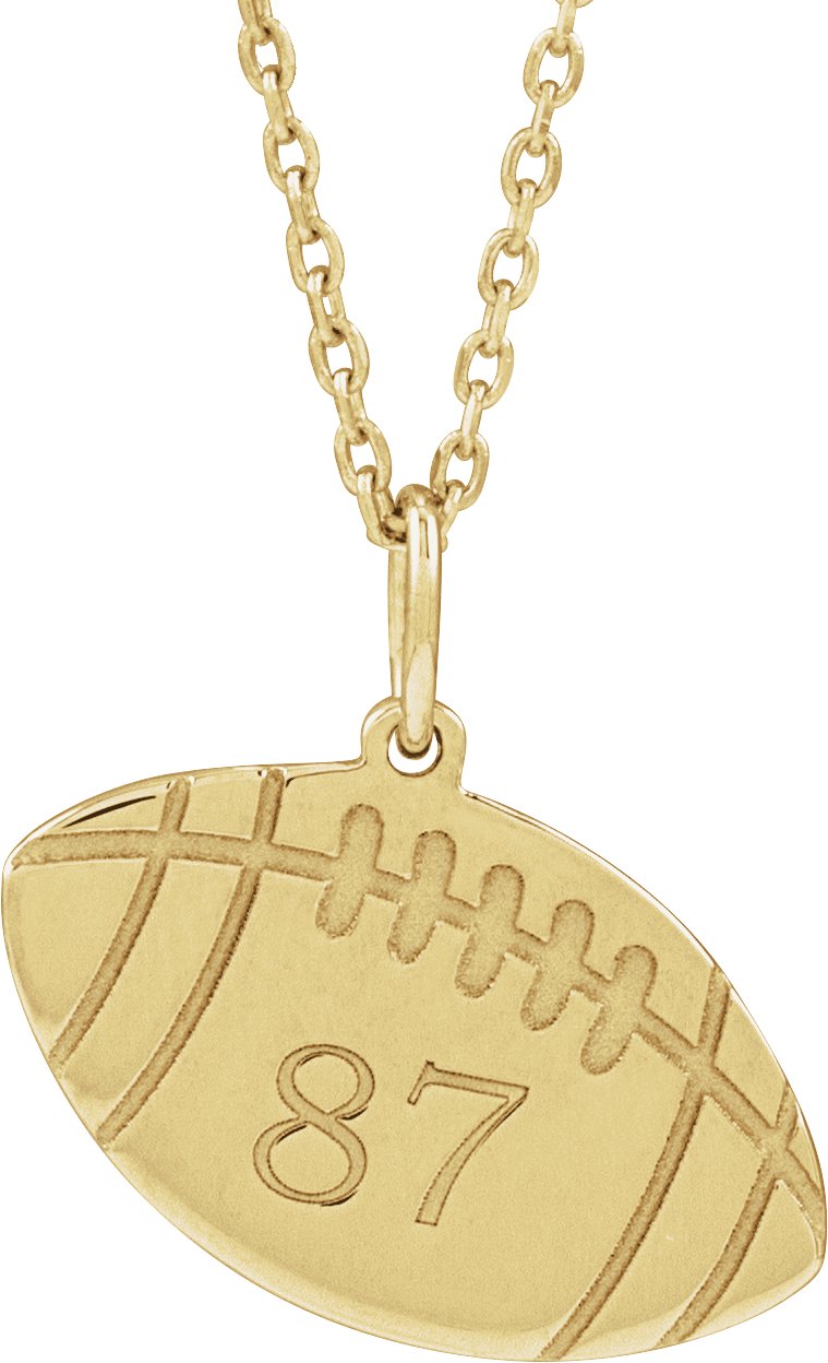 14K Yellow Engravable Football 16-18 Necklace