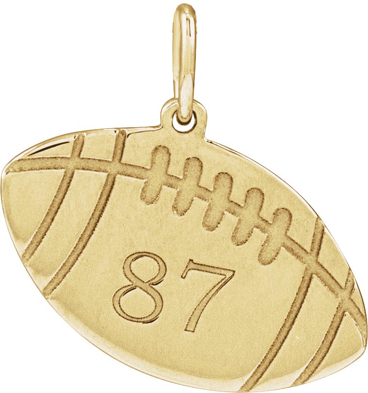 14K Yellow Engravable Football Pendant