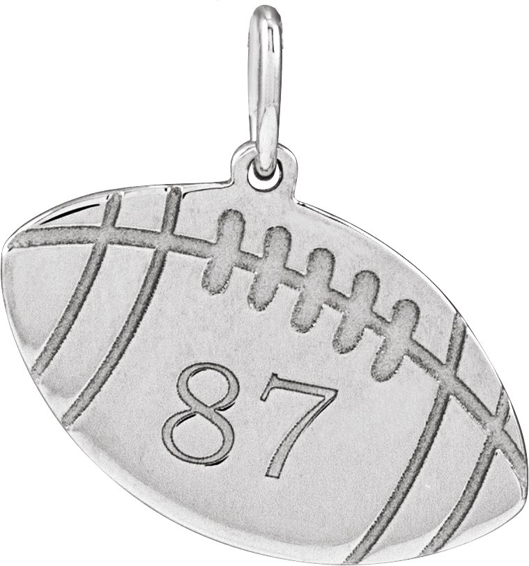 Sterling Silver Engravable Football Pendant