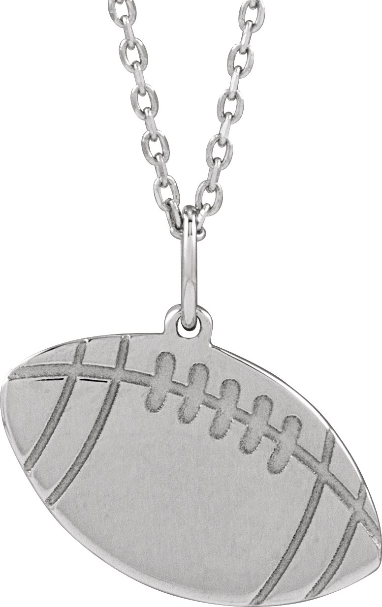 Sterling Silver Engravable Football 16-18" Necklace