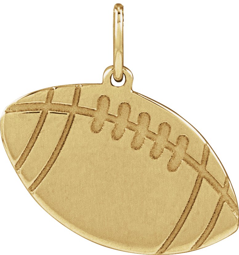 14K Yellow Engravable Football Pendant