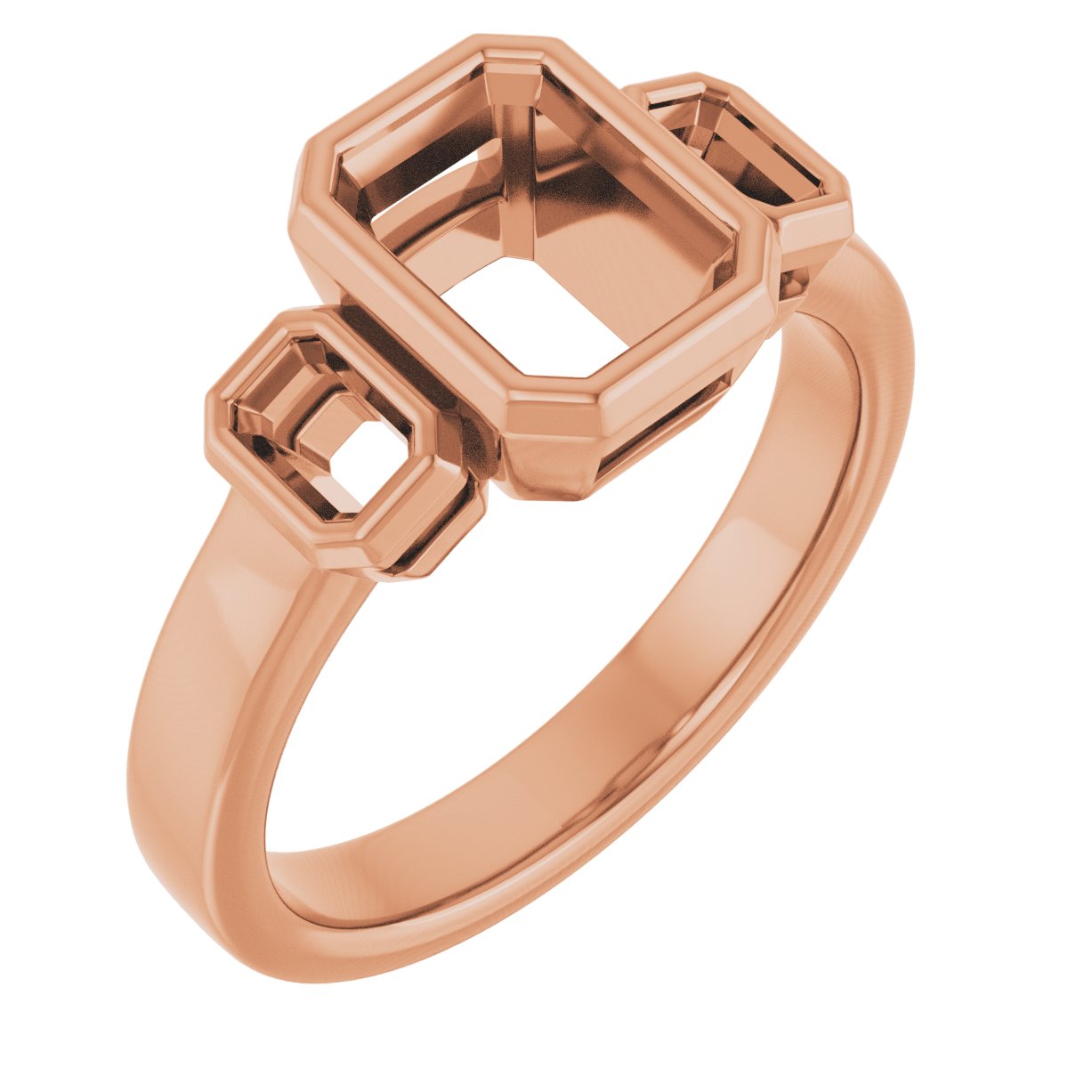 Bezel-Set Three-Stone Engagement Ring