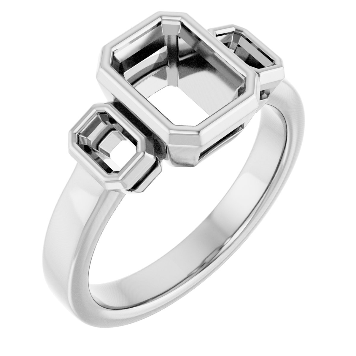 Bezel-Set Three-Stone Engagement Ring