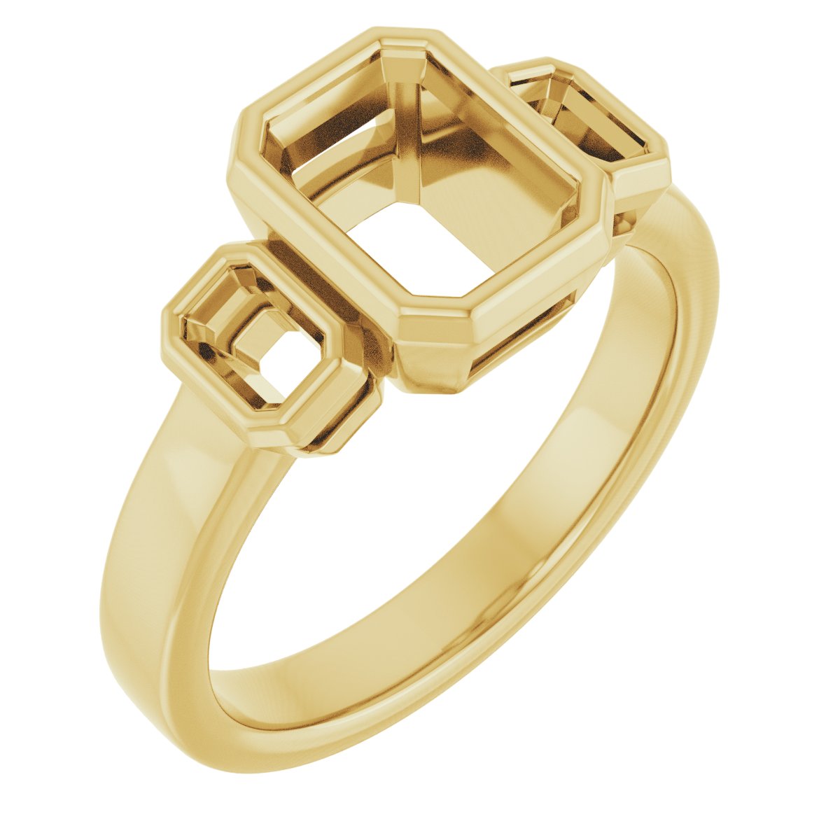Bezel-Set Three-Stone Engagement Ring