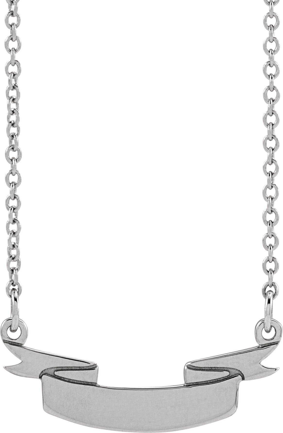 Sterling Silver Engravable Ribbon 16" Necklace