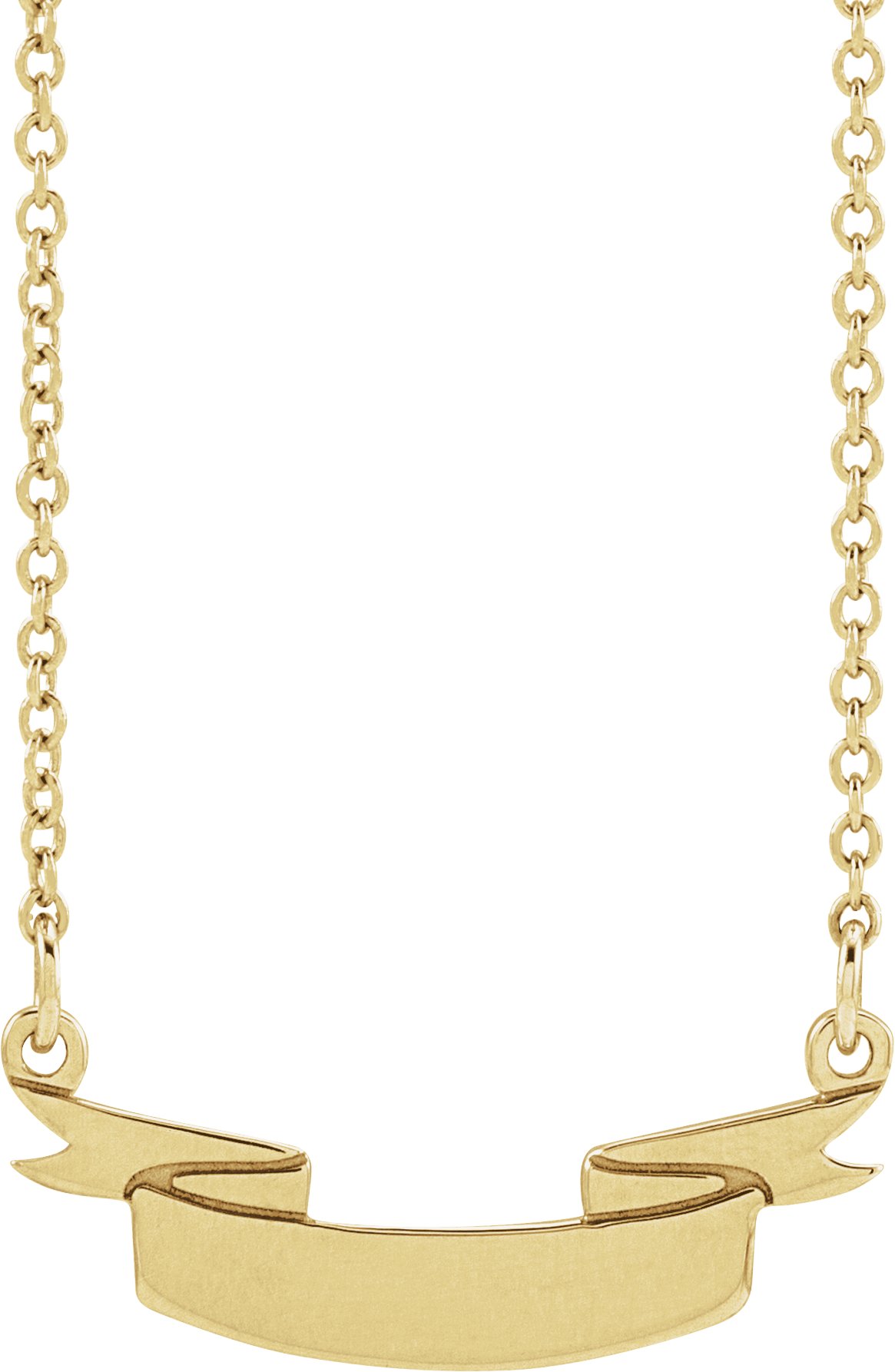 14K Yellow Engravable Ribbon 16" Necklace