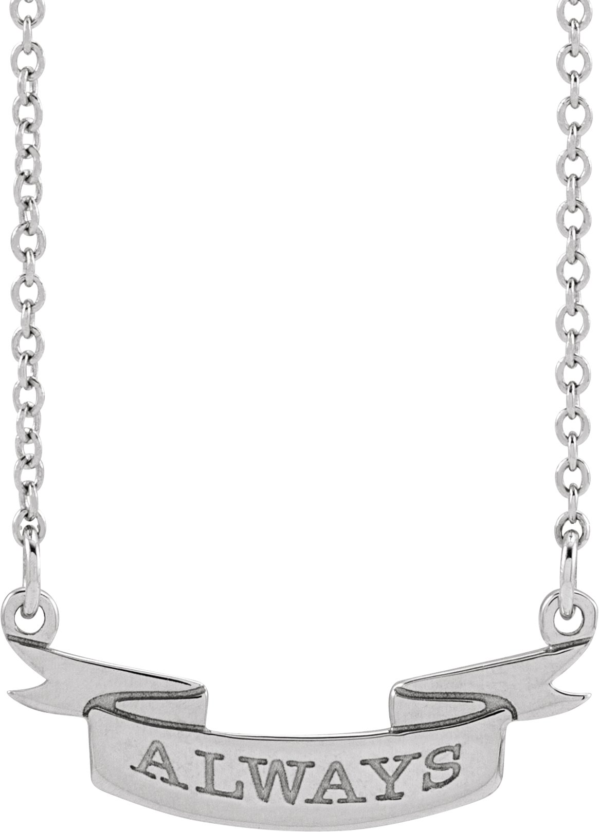 Sterling Silver Engravable Ribbon 16 Necklace