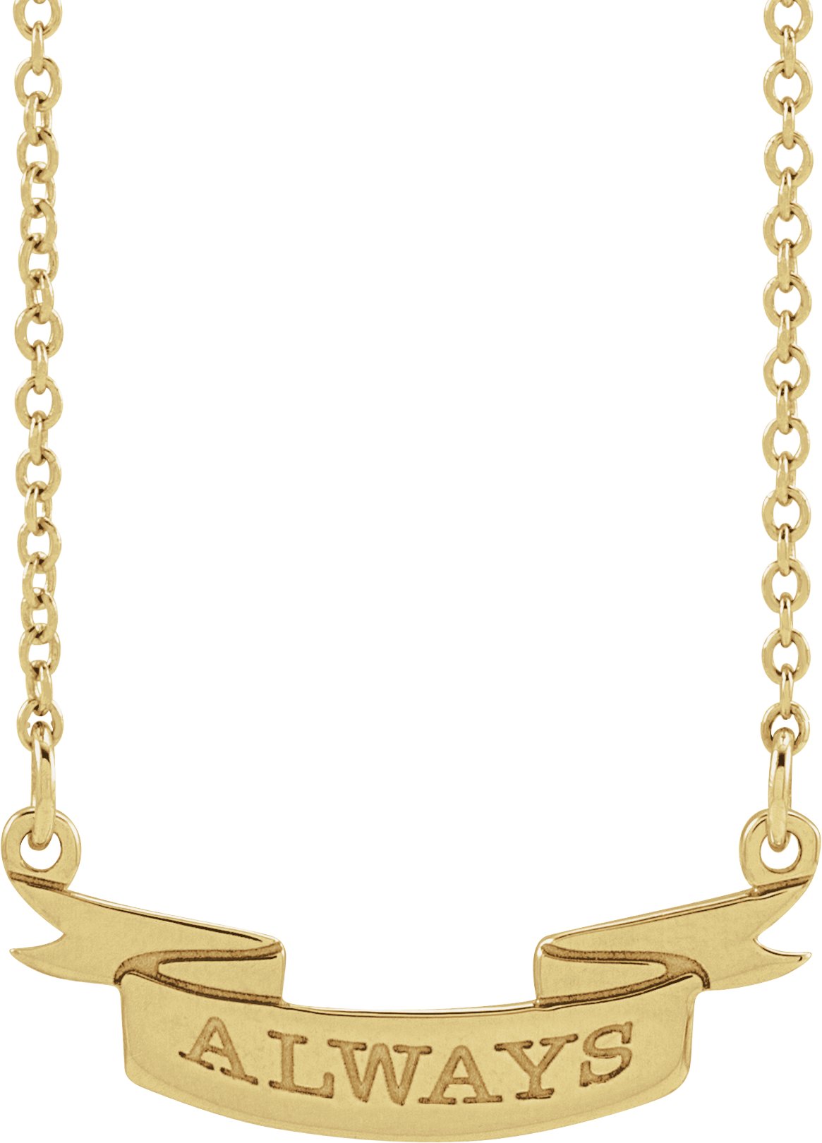 14K Yellow Engravable Ribbon 16 Necklace