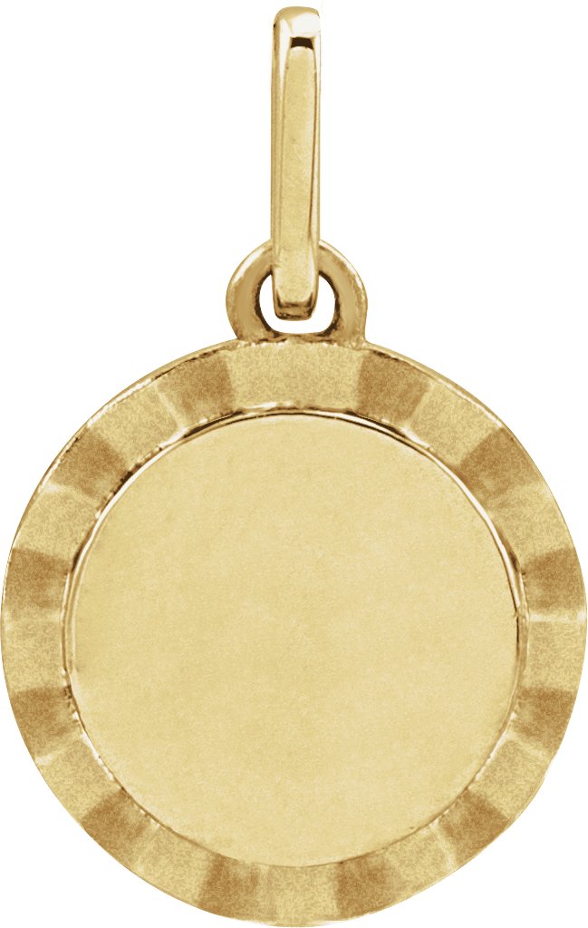 14K Yellow Engravable Sunburst Pendant