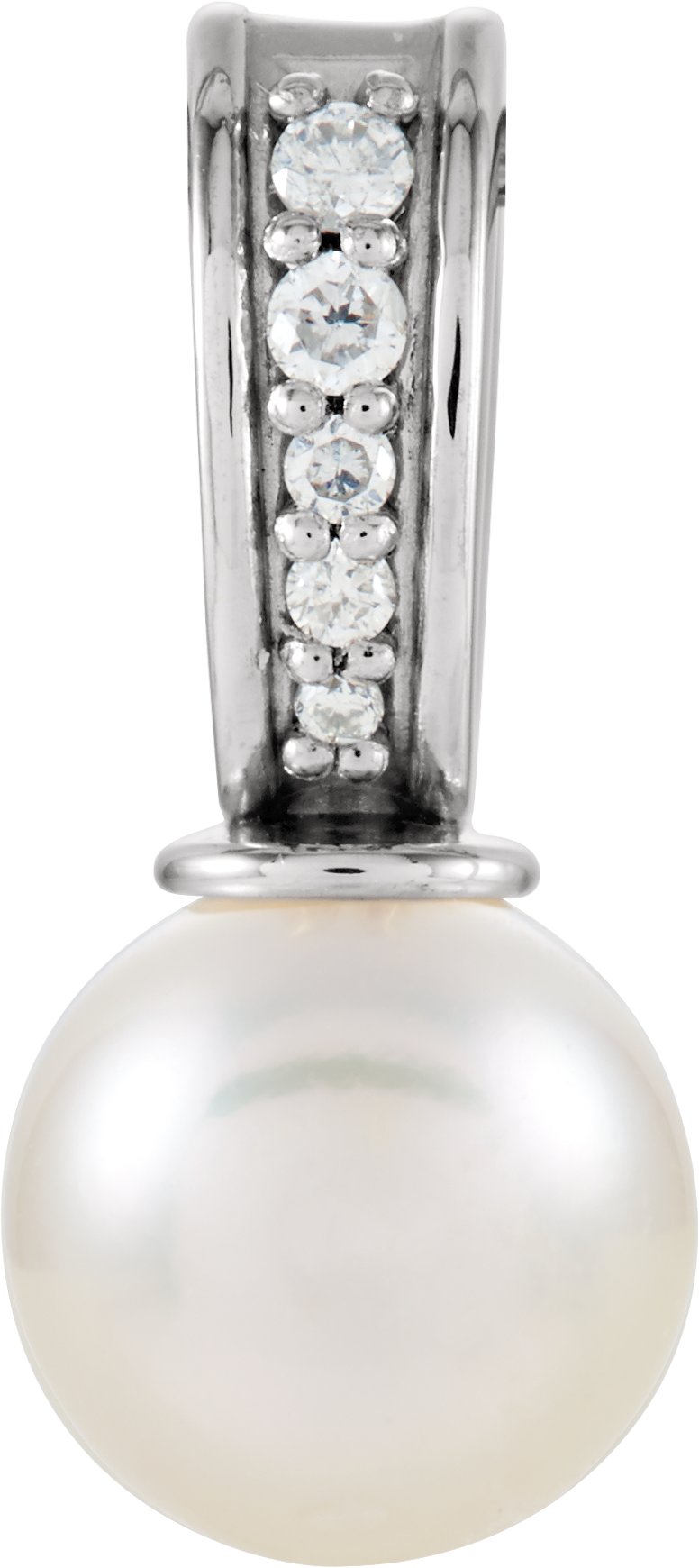 14K White Freshwater Cultured Pearl and .03 CTW Diamond Pendant Ref. 9294982