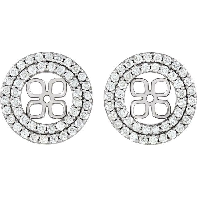 14K White 9/10 CTW Natural Diamond Earring Jackets for 8 mm Pearl Stud Earrings
