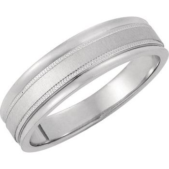 14K White 6 mm Tapered Band with Milgrain Ref 175823