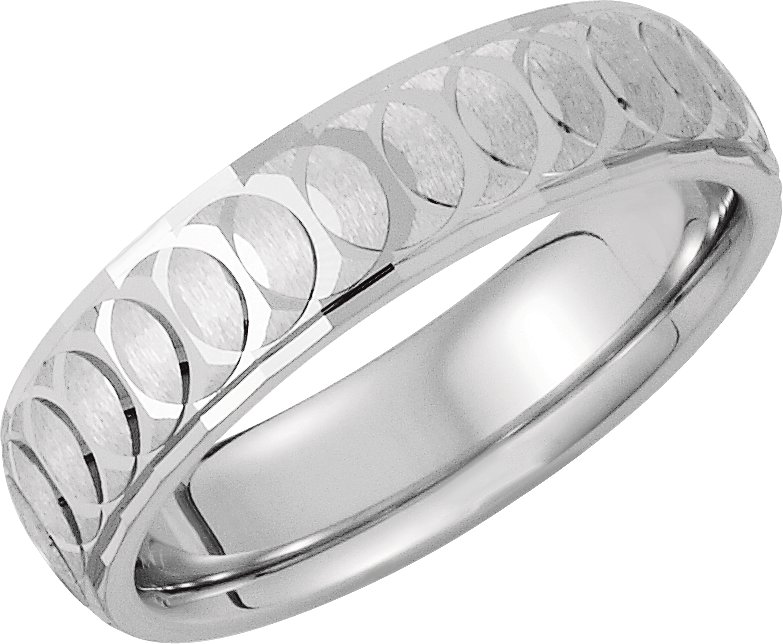 Sterling Silver 6 mm Overlapping Circle Pattern Band Size 13.5