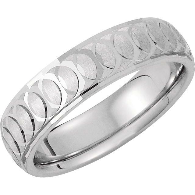 Sterling Silver 6 mm Overlapping Circle Pattern Band Size 13.5