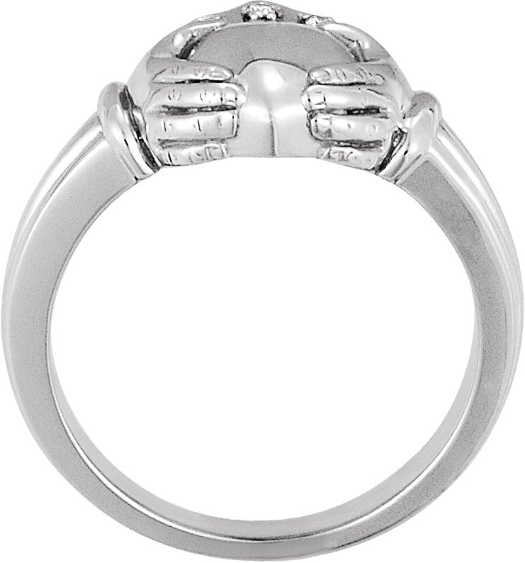 Alternative view of .03 CTW Natural Diamond Claddagh Band – 14K White Gold