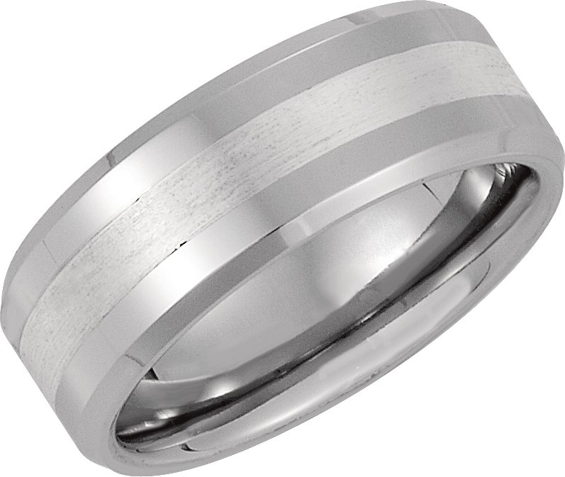 Cobalt 8 mm Band with Sterling Silver Inlay Size 10