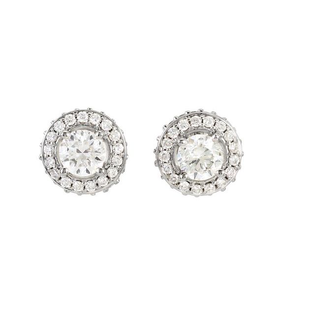 14K White 7/8 CTW Diamond Earrings  