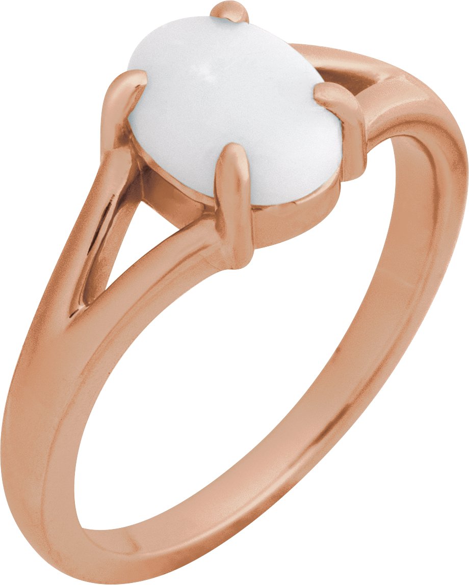 14K Rose Natural White Opal Cabochon Ring Ref 22391661