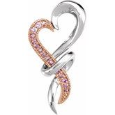 Rhodium-Plated Sterling Silver & 10K Rose Natural Pink Sapphire Heart Pendant
