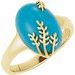 14K Yellow 14x10 mm Chinese Natura Turquoise Leaf Design Ring