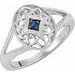 Sterling Silver Natural Blue Sapphire Granulated Filigree Ring