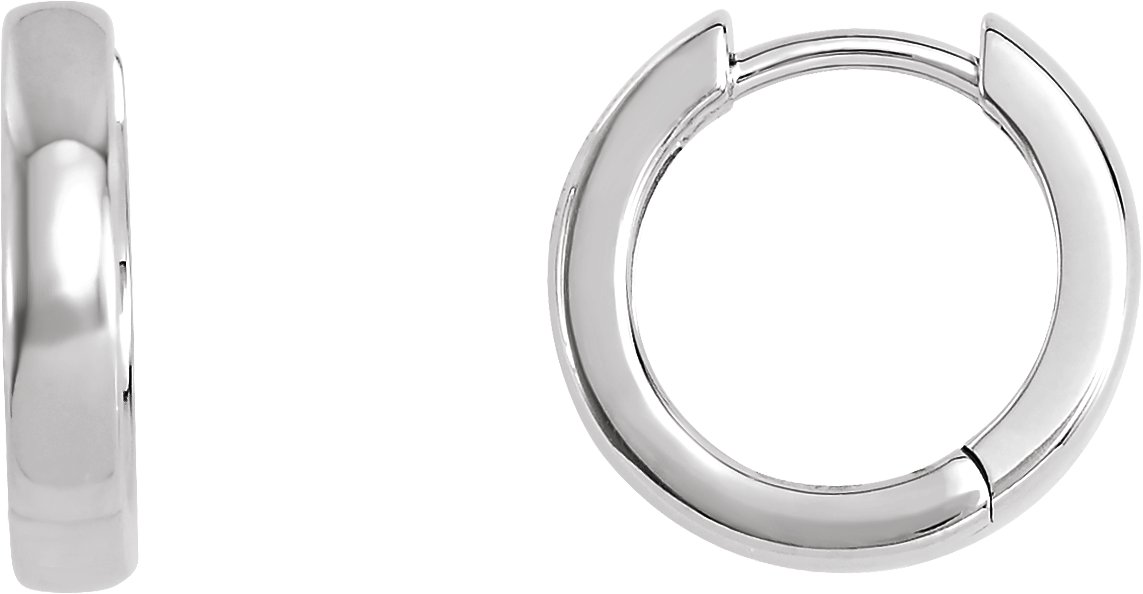 14K White 10 mm Hoop Earrings