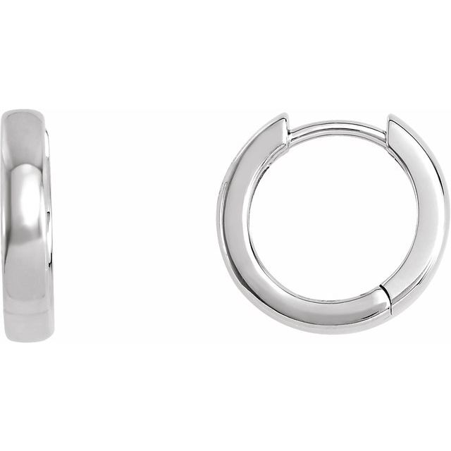 Platinum 14 mm Hinged Hoop Earrings